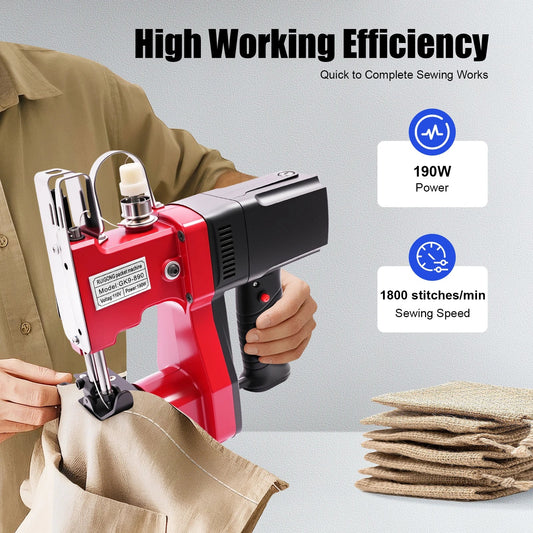 110V Portable Electric Stitching Machine Leather Canvas Sewing Machine Bag Stitching Closer Maximum Thickness 6mm 15000 RPM TechElect