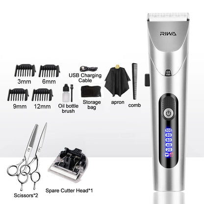 Youpin RIWA Hair Clipper Professional Electric Trimmer For Men With LED Screen Washable Rechargeable Men Strong Power Steel Head Techtronicx