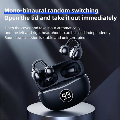 Wireless Headphones Fone Bluetooth Headset With Mic Handsfree Noise Canceling Earphones Clip Ear Music  Sports Gaming Earplug - TechElect