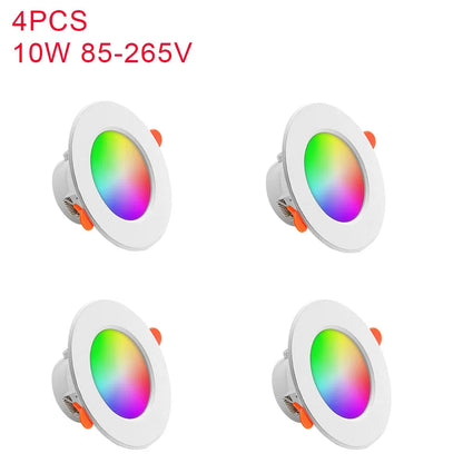 1-10PCS LED Downlight Bluetooth TUYA 110/220V Dimmable Spot Light Recessed Round Light Spot Bluetooth Lamp For Alexa Google Home Techelectronicx