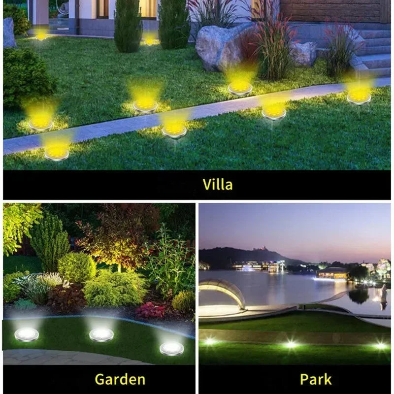 1/4Pack Solar Lights Outdoor 8 LEDs Disk Underground Lamp Spotlight Buried Solar Light for Home Garden Lawn Yard Decoration Techelectronicx