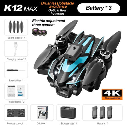 Xiaomi K12 Max Professional Mini Drone 8K Three Camera Obstacle Avoidance Brushless Remote Control Aerial Photography Toys Techelectronicx