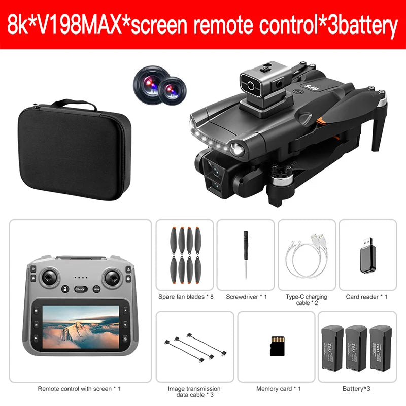 Xiaomi Mijia V198GPS MAX Drone 8K Professional Brushless Motor Laser Obstacle Avoidance Foldable Quadcopter Aerial Optical RCToy Techelectronicx