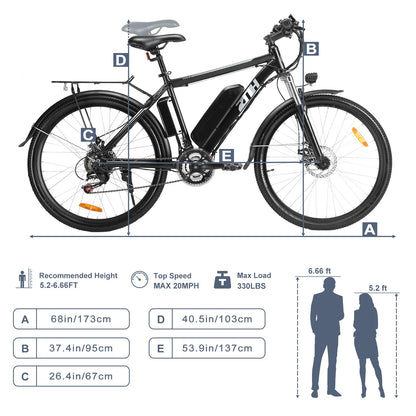 1000W Peak 48V Electric Bike for Adults, 26 inch Electric Mountain Bike with Removable Battery,Up to 50Miles Range 20 MPH TechElect