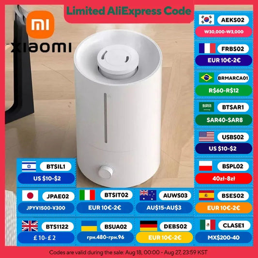 XIAOMI MIJIA  Humidifier 2,Top Fill 4L Supersized Cool Mist Humidifier,30H Runtime,Silver ion antibacterial,For Home, Large Room Techelectronicx