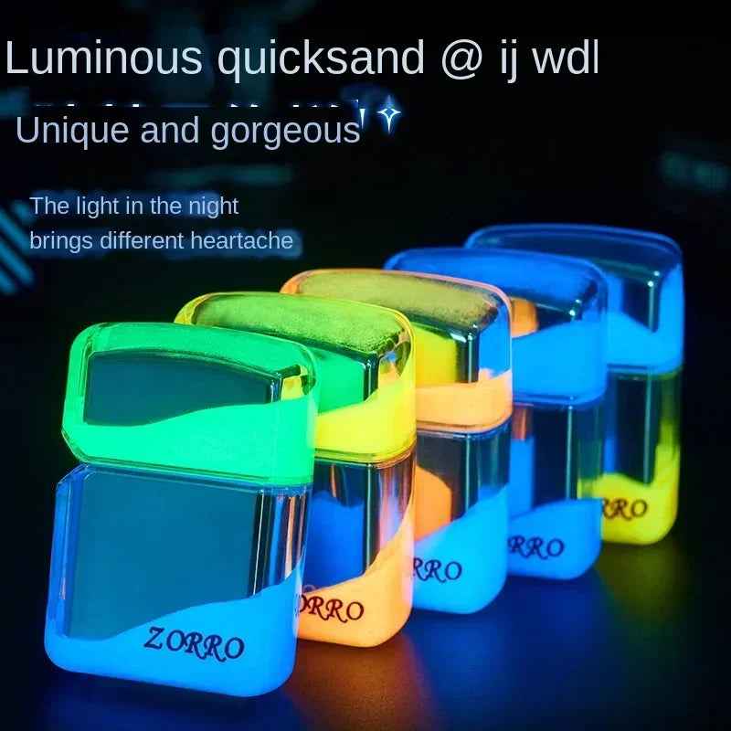 ZORRO Luminous Quicksand Windproof Kerosene Lighter Classic Grinding Wheel Ignite Brilliant Colors Lighters Gadgets Men's Gift Techelectronicx