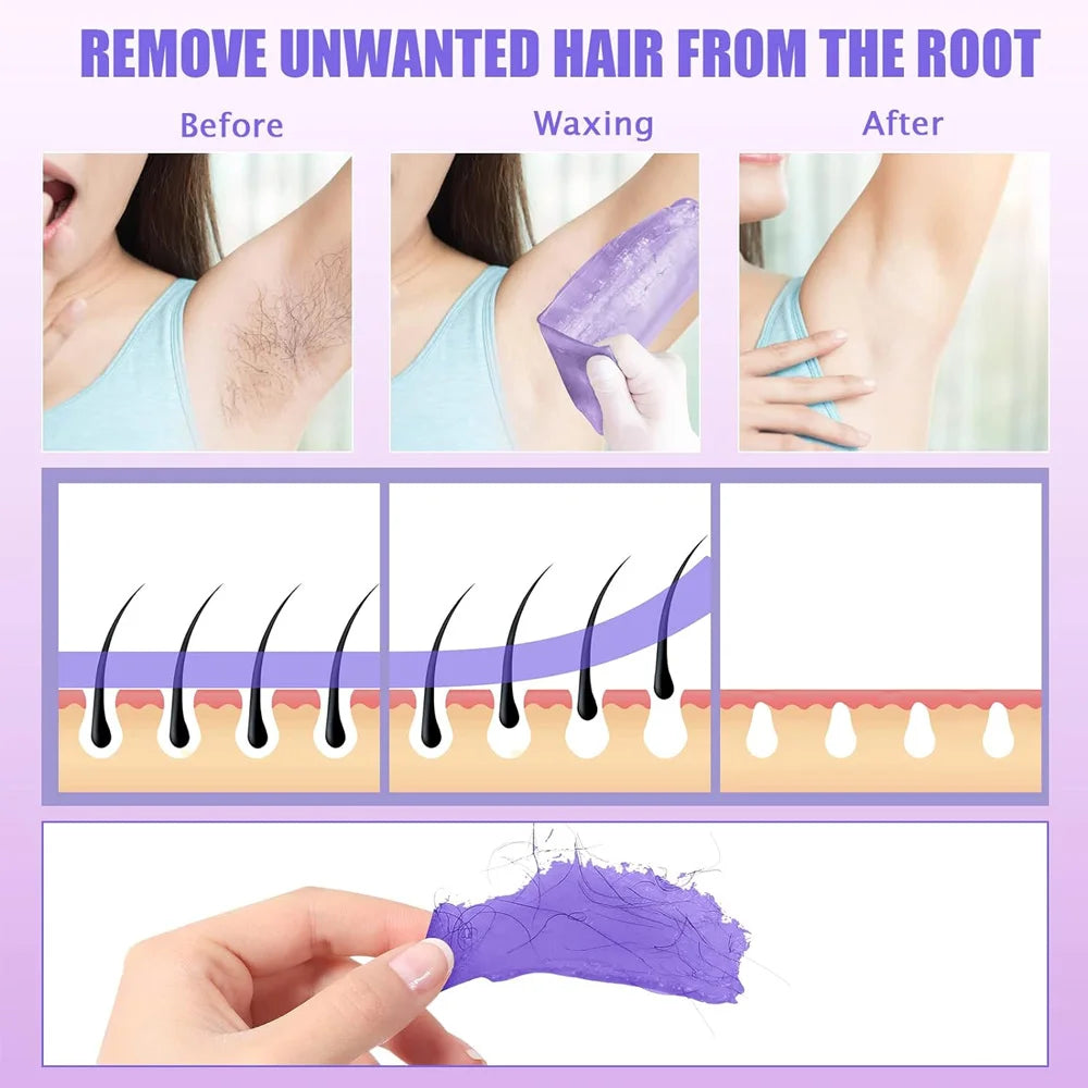 [EU Plug] 200ml Purple Wax Melting Machine + 200g Wax Beans Set, Wax Heating, Wax Hair Removal And Wax Therapy Machine TechElect