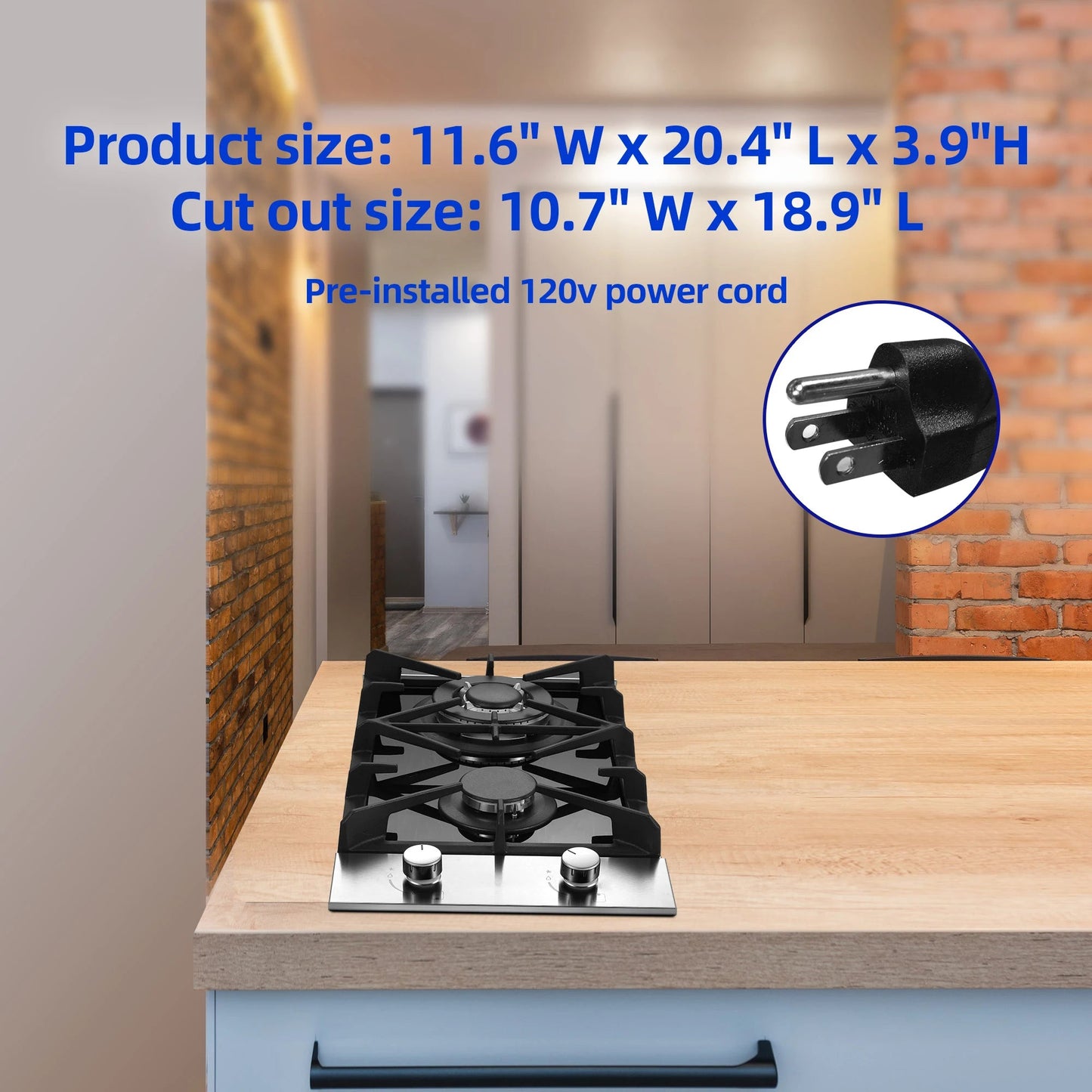 12 Inch 2-Burner Dual Fuel LPG/NG Gas Stove | Built-in for RV Outdoor & Apartment | Thermocouple Protection Tempered Black Glass Techelectronicx