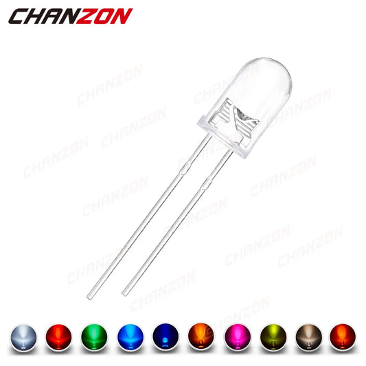 100pcs 5mm LED Diode Ultra Bright Warm White Red Green Blue UV Purple Yellow Orange Pink Multicolor 2V 3V Emitting Assortedt Set Techelectronicx