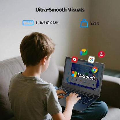 11.6 Inch Laptop, OS 11 Pro System Laptops, Slim and Lightweight Notebook HD Display, Russian- English Keyboard,Type_C 4000mAh Techelectronicx