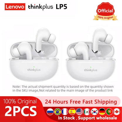 10pcs 100% Original Lenovo LP5 Wireless Bluetooth Earbuds /2pcs lenovolp5 HiFi Music Earphone with Mic Headphones Sports Headset Techelectronicx