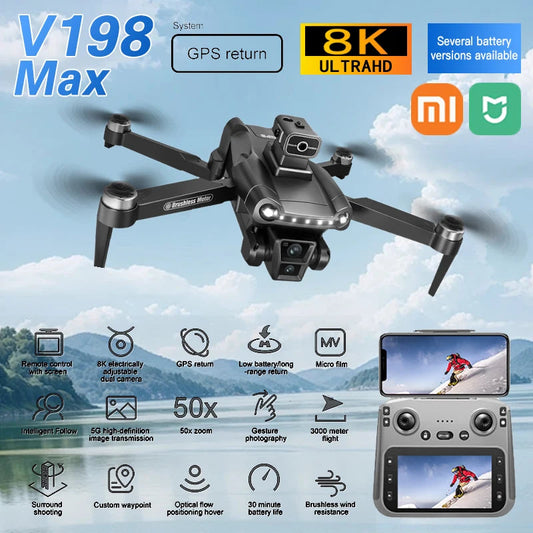 XIAOMI MIJIA V198 MAX GPS Drone New with 8k professional HD camera  WiFi/5G Brushless Foldable Quadcopter remote control Drone Techelectronicx