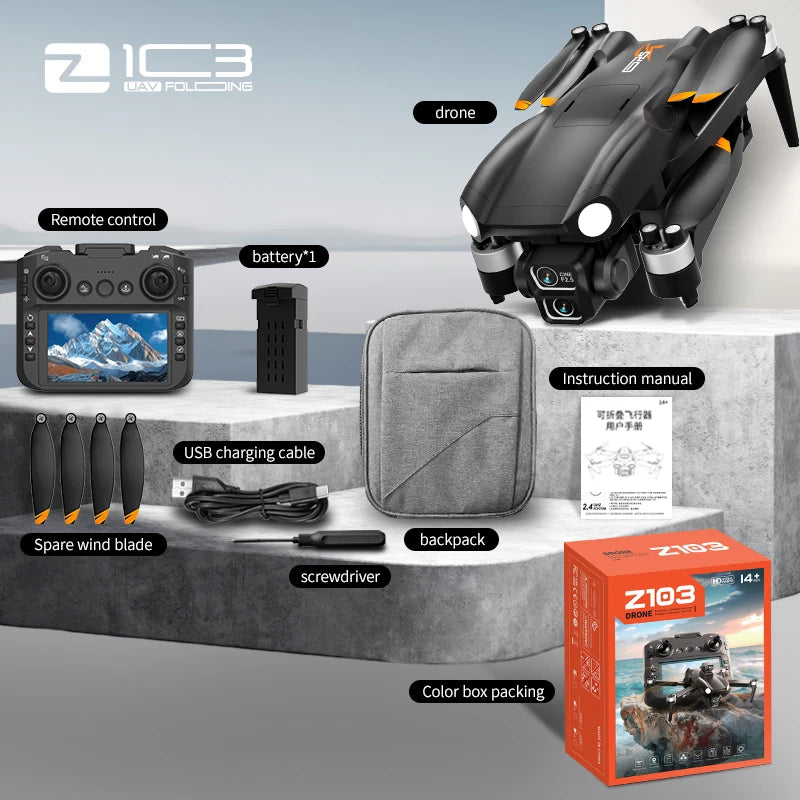 Z103 Ultra Drone Professional 8K 4-Axis Dual Lens HD Camera 5G GPS Wifi FPV  EIS RC Dron Laser Obstacle Avoidance Quadcopter Toy Techelectronicx