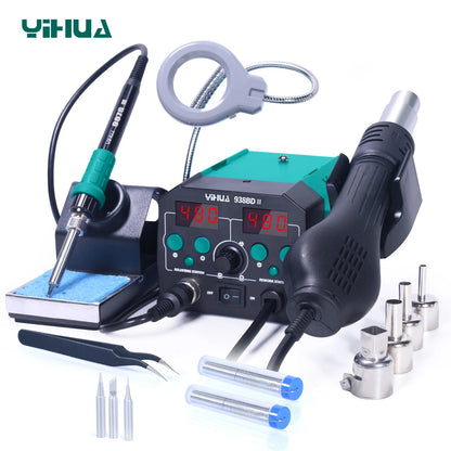 YIHUA 938BD-II 740W Hot Air Gun BGA Rework Station SMD Soldering Iron Desoldering Station LED Lamp Digtal Display Welding Tool TechElect
