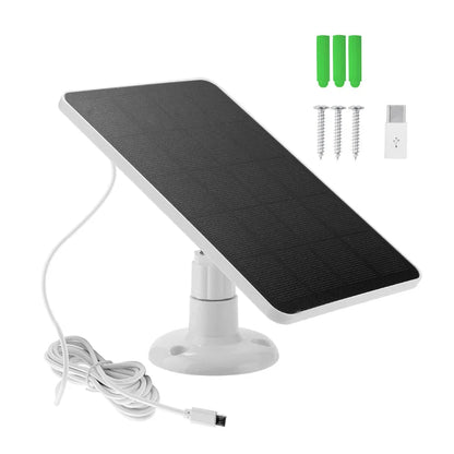 10W 5V Solar Panel Micro USB & USB-C Port Solar Charging Panel 9.8 Ft Charging Cable for Security Camera for Eufycam 3C/2C/2 Pro TechElect