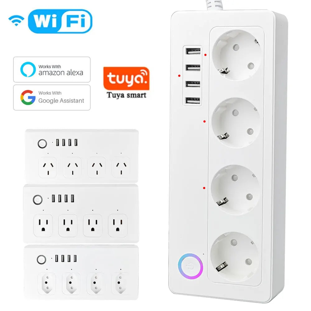 10A/16A Power Strip Tuya Smart Plug Power Strip Extension Cord Smart Home EU Socket Work with Alexa Techelectronicx