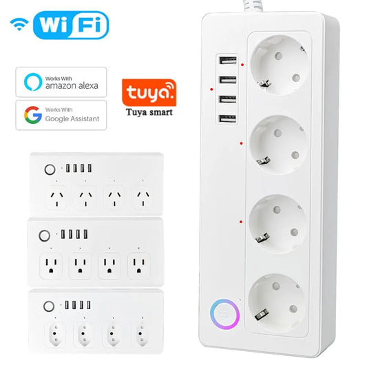 10A/16A Power Strip Tuya Smart Plug Power Strip Extension Cord Smart Home EU Socket Work with Alexa Techelectronicx