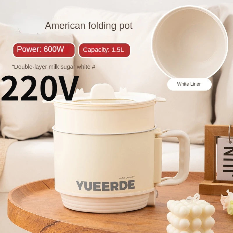 110V 220V Electric Folding Pot Portable Non-stick Electric Cooking Pot Home Hot Pot Multi Cooker Household Rice Cooker 1.5L Techelectronicx