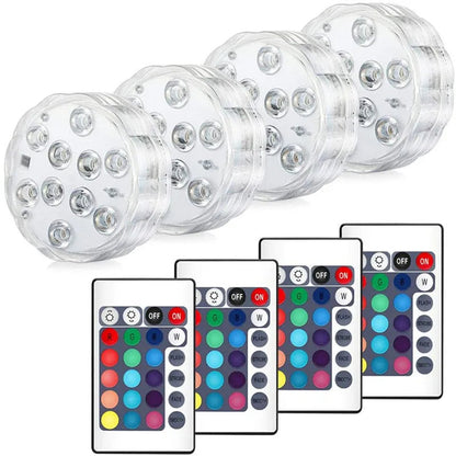 10leds RGB Led Submersible Light Underwater Night Lamp Battery Operated Garden Swimming Pool Light for Wedding Party Vase Bowl Techelectronicx