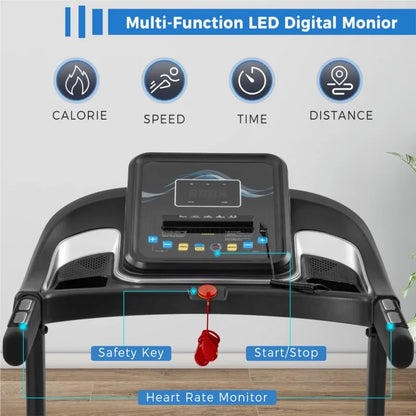 US Stock Compact Easy Folding Treadmill Motorized Running Jogging Machine with Audio Speakers and Incline Adjuster TechElect