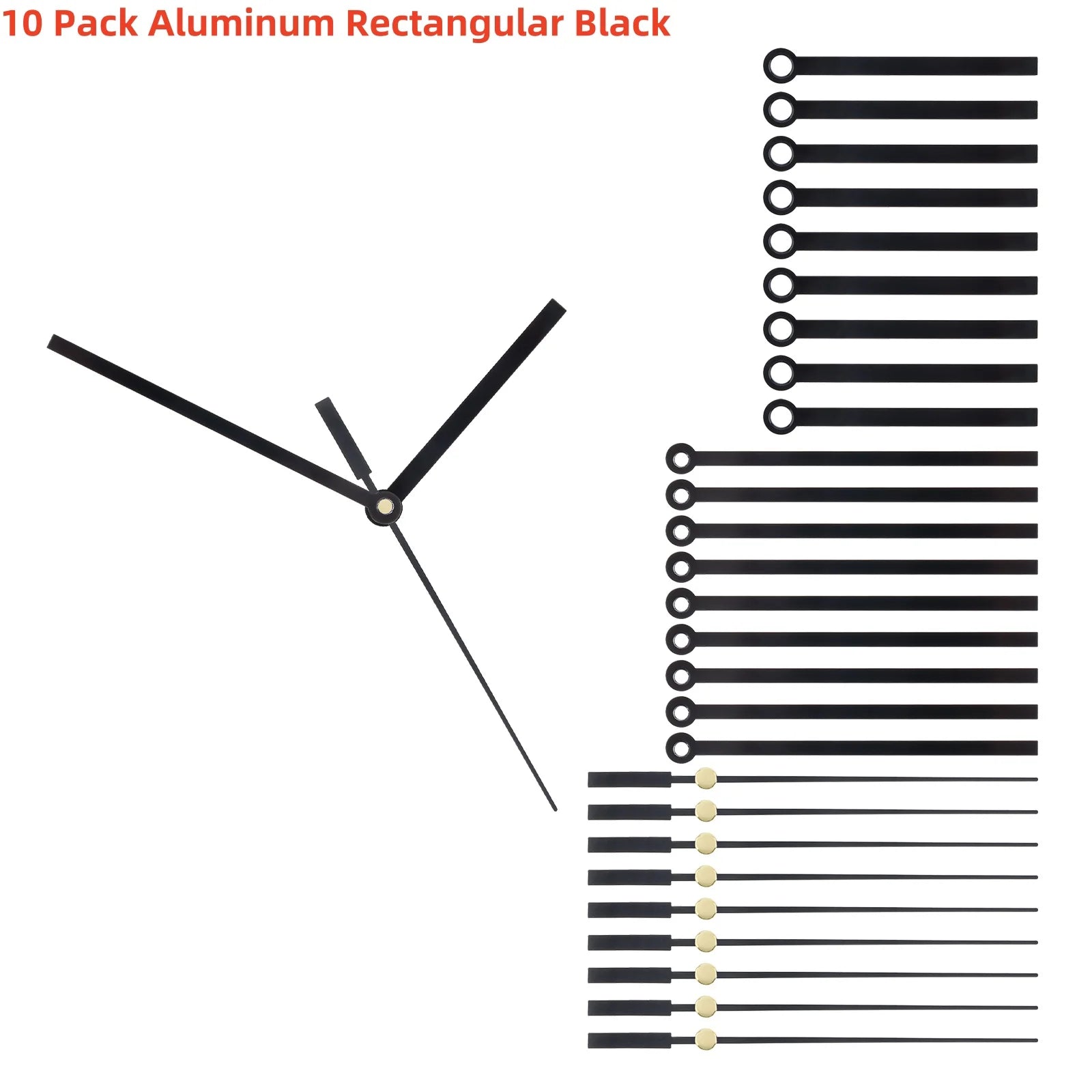 10 Pack Aluminum Black Replacement Clock Hands Kit for Wall Clock Repair, Clock Hands Parts Replacement Techelectronicx