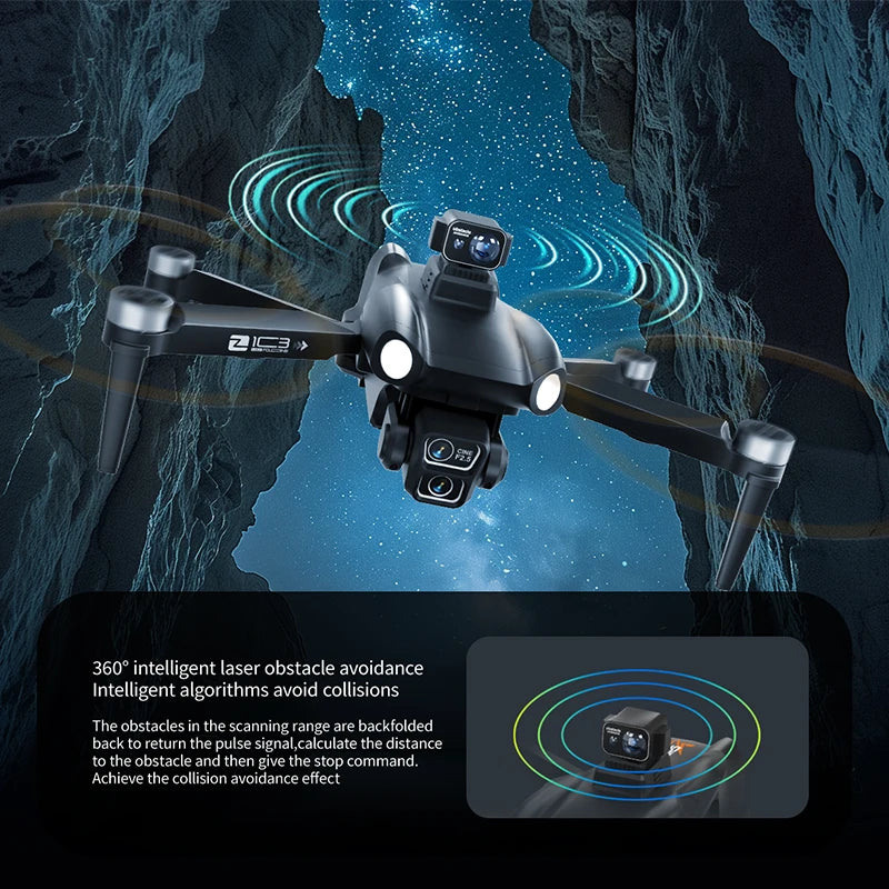 Z103 Ultra Drone Professional 8K 4-Axis Dual Lens HD Camera 5G GPS Wifi FPV  EIS RC Dron Laser Obstacle Avoidance Quadcopter Toy Techelectronicx