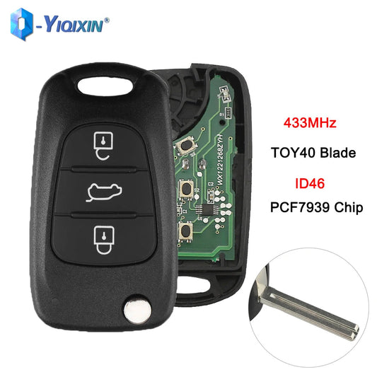 YIQIXIN Flip Remote ID46 Chip For Hyundai i30 ix35 TOY40 Blade For Kia Sportage Picanto 3 Rio K2 K5 Cerato Ceed Car Key 433Mhz TechElect