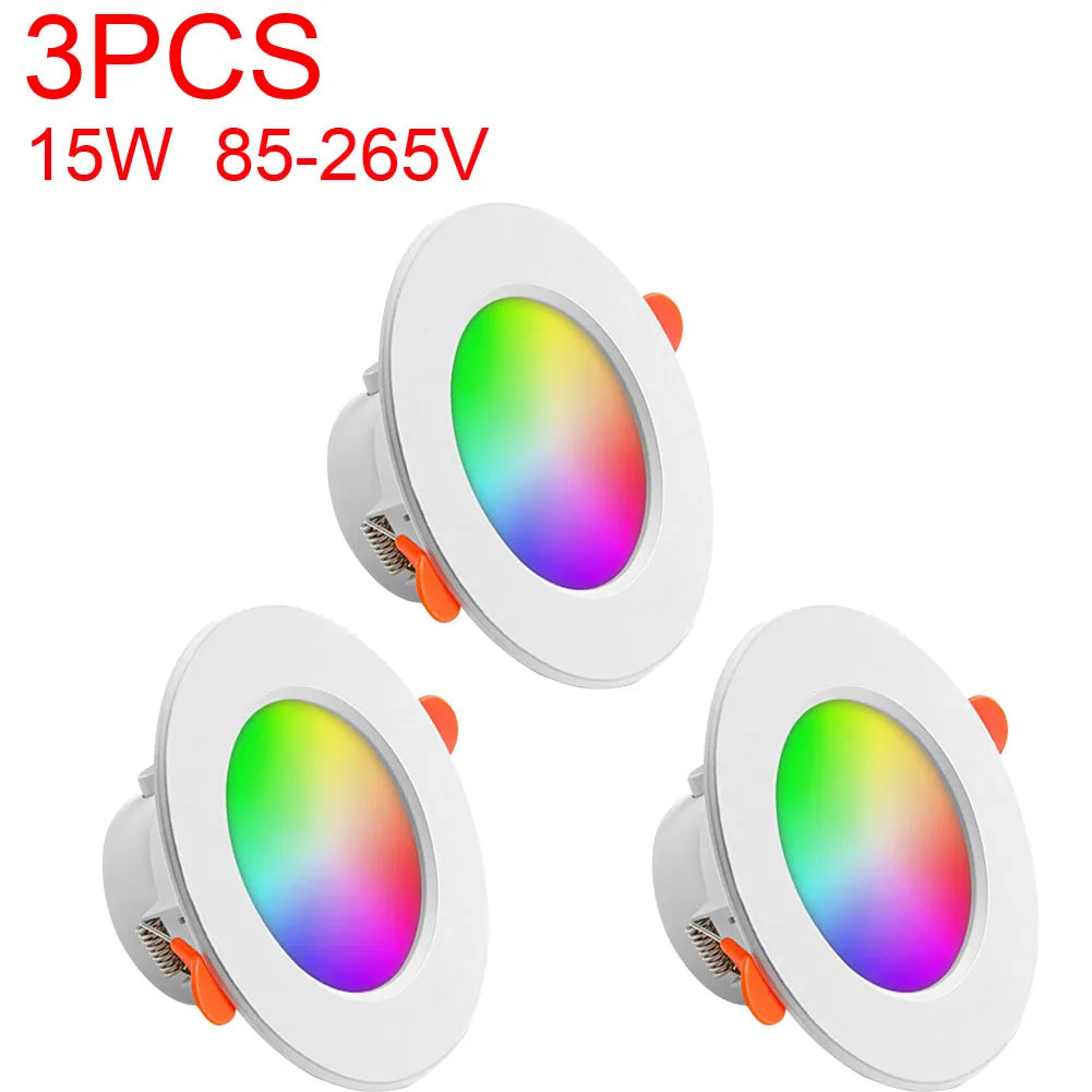 1-10PCS LED Downlight Bluetooth TUYA 110/220V Dimmable Spot Light Recessed Round Light Spot Bluetooth Lamp For Alexa Google Home Techelectronicx
