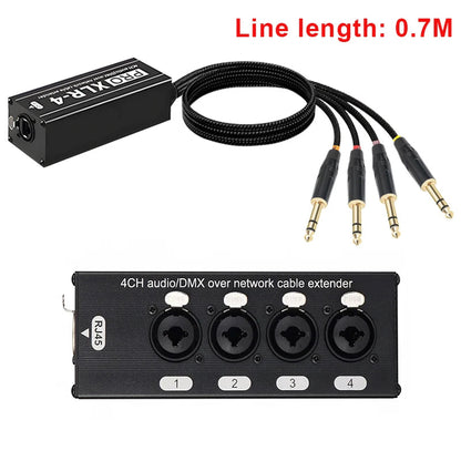 0.7M 4-channel XLR network extenderwith 300meter Ethernet cable extension for DMX stage lighting audio signal transmission Techelectronicx