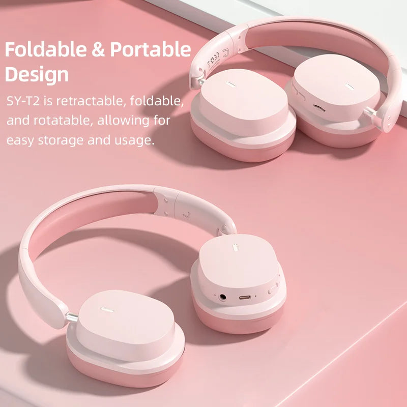 Head Mounted Wireless Earphones Foldable Bluetooth Earphones Built Microphone Earphones Audio Noise Cancelling Earphones - TechElect