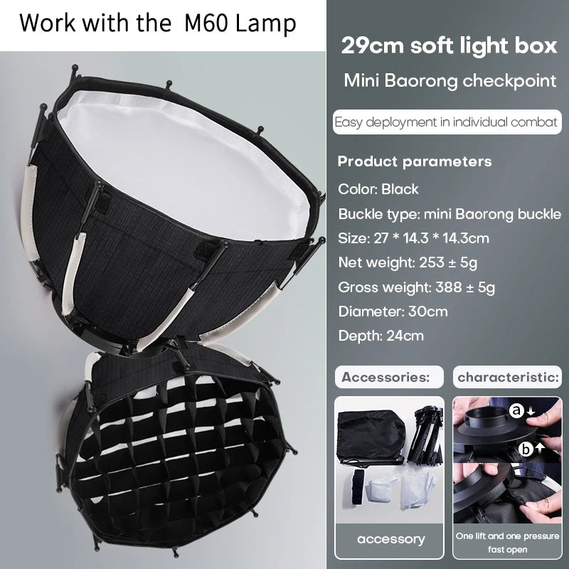 ZU80/ZU60 Photo Studio Light COB Bi-Color 2500-8500K CRI≥95 TLCI≥97 With Diffuser LED Video Lights Fill Lighting Techelectronicx
