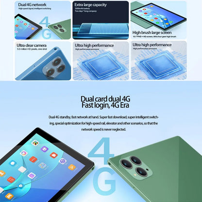 10.1 Inch 5G Android Tablet with 4G LTE Dual SIM Dual Cameras Octa Core 8GB 256GB ROM Wi-Fi Bluetooth - Google Tablet PC Techelectronicx