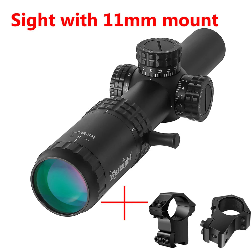 1-5X24 Tactical Optical Rifle Scope Red and Green Illuminated Reticle Hunting Scopes Compact Scope Ar15 Sight Techelectronicx