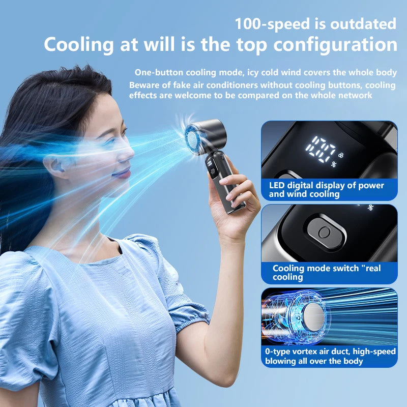 Xiaomi Ice Cooling Handheld Fan 100 Speeds Turbo Portable USB Desk Fan Foldable/Hangable for Outdoor Fast Chill Ice Compress New Techelectronicx