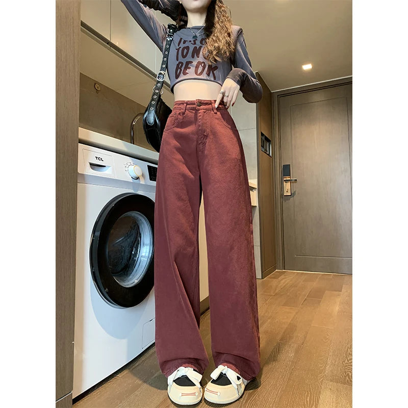 ZOENOVA Women's Streetwear Casual Baggy Jeans Korean Version Spring Fashion High Waist Wide Leg Pants Lady Work Denim Trousers Techtronicx