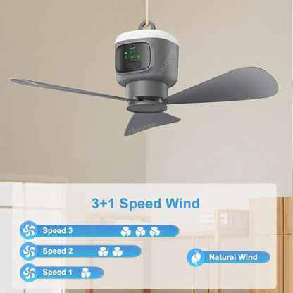 12000mAh Portable Ceiling Fans Outdoor Camping Fan Tent Air Circulator Cooler Rechargeable Electric Fan Remote Control LED Light Techelectronicx