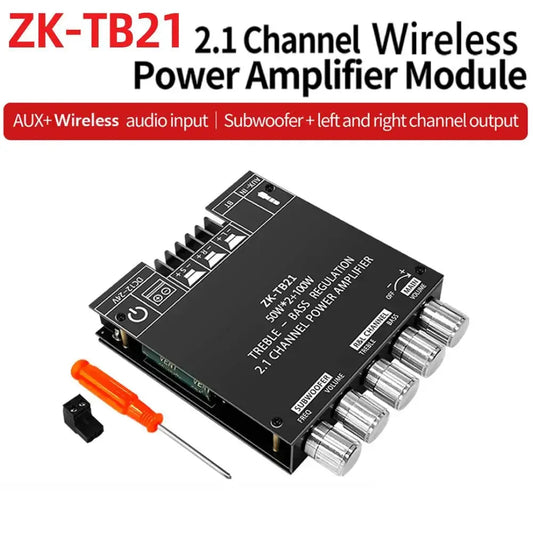 ZK-TB21 2 in 1 Power Amplifier Board with Bluetooth 5.0 2.1 Channel Mini Audio Amplifier Module with Filter and Protection Techelectronicx