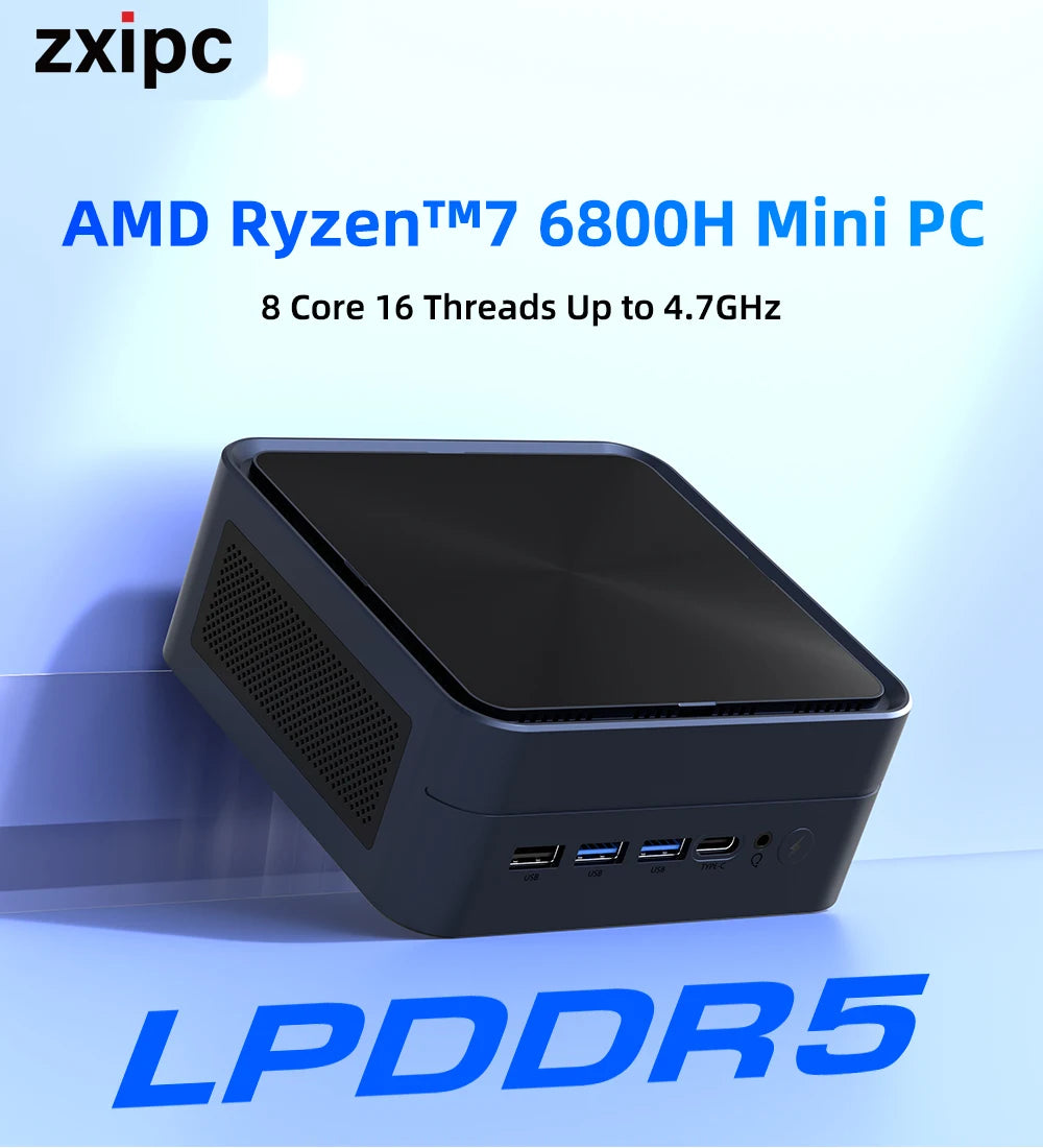ZXIPC Mini PC AMD Ryzen 7 6600U 6600H 6800H 16GB DDR5 1TB M.2 SSD Desktop Computers Support 4K HDMI Display/WiFi6/USB3.2/Office Techelectronicx