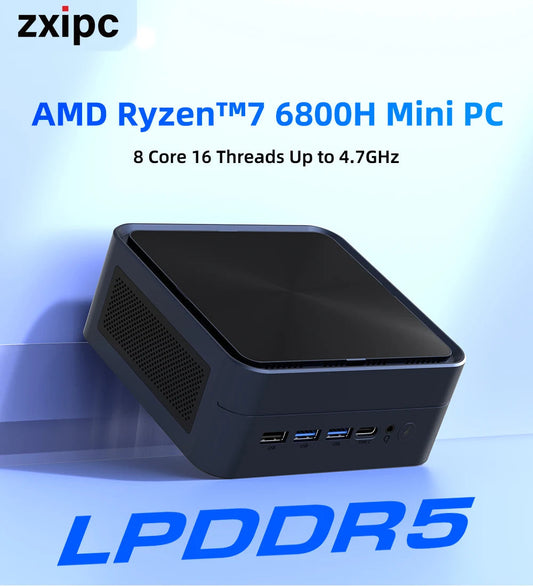 ZXIPC Mini PC AMD Ryzen 7 6600U 6600H 6800H 16GB DDR5 1TB M.2 SSD Desktop Computers Support 4K HDMI Display/WiFi6/USB3.2/Office Techelectronicx
