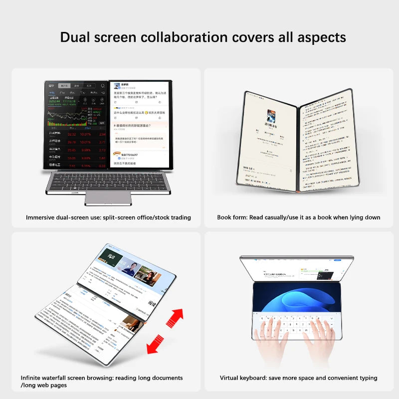 YSJMNPC Dual Screen Laptop 10.9+10.95 Inch Touch Screen Notebook Intel i3 1215U N100 WIFI6 2 in 1 Laptop Tablet Computer Techelectronicx