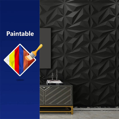 10pcs Diamond Design Decorated 3D Wallpanel, 30cmx30cm Matte White/Black, Diy Home Decoration Wallboard Techelectronicx