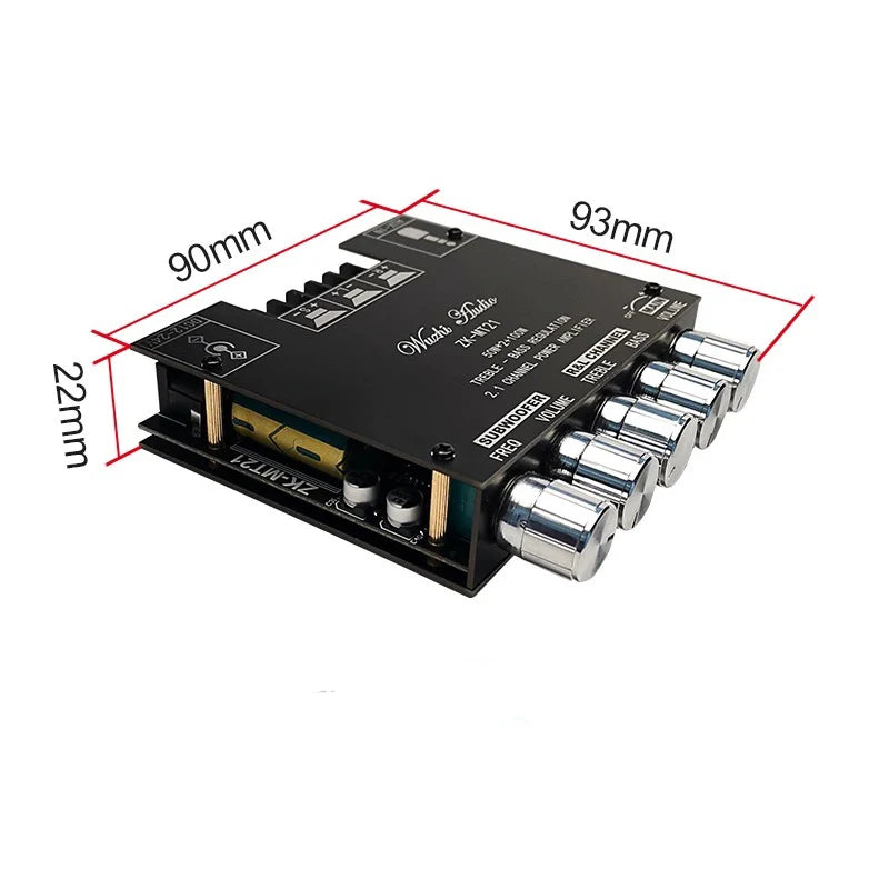 ZK-MT21 2*50W+100W Bluetooth 5.0 Power Subwoofer Amplifier Board 2.1 Channel Class D Home Theater Audio Stereo Equalizer Amp Techelectronicx