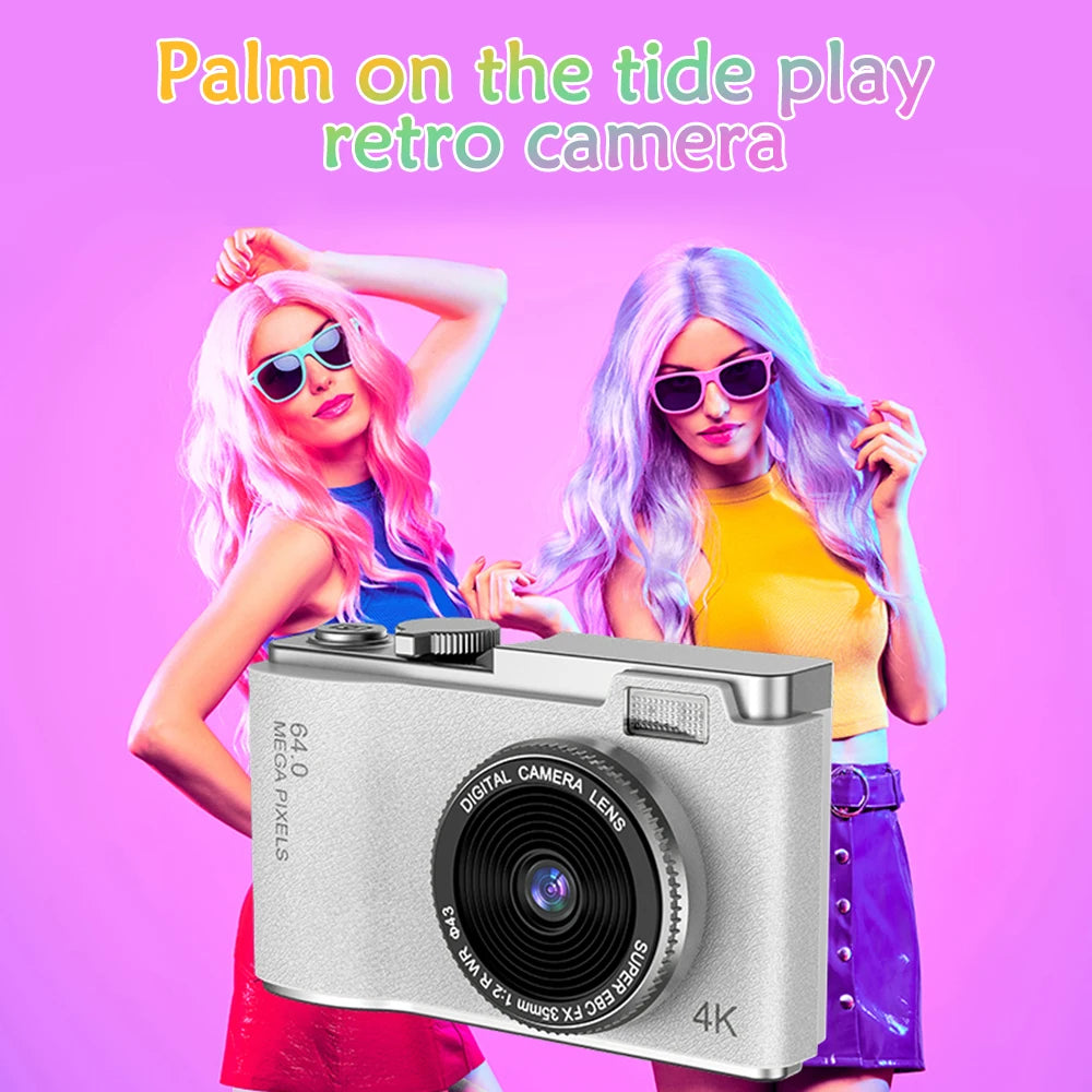 64MP HD 1080P Digital Camera for Student Beginners 2.4' screen with 16xzoom Front and Rear Dual Camera Camera for Kid Adult Gift - TechElect