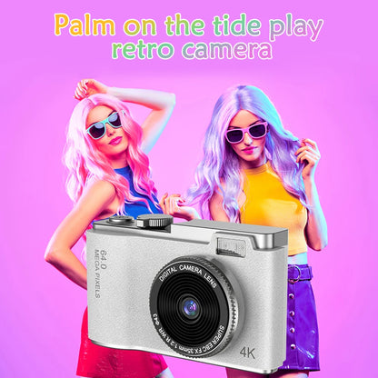 64MP HD 1080P Digital Camera for Student Beginners 2.4' screen with 16xzoom Front and Rear Dual Camera Camera for Kid Adult Gift - TechElect