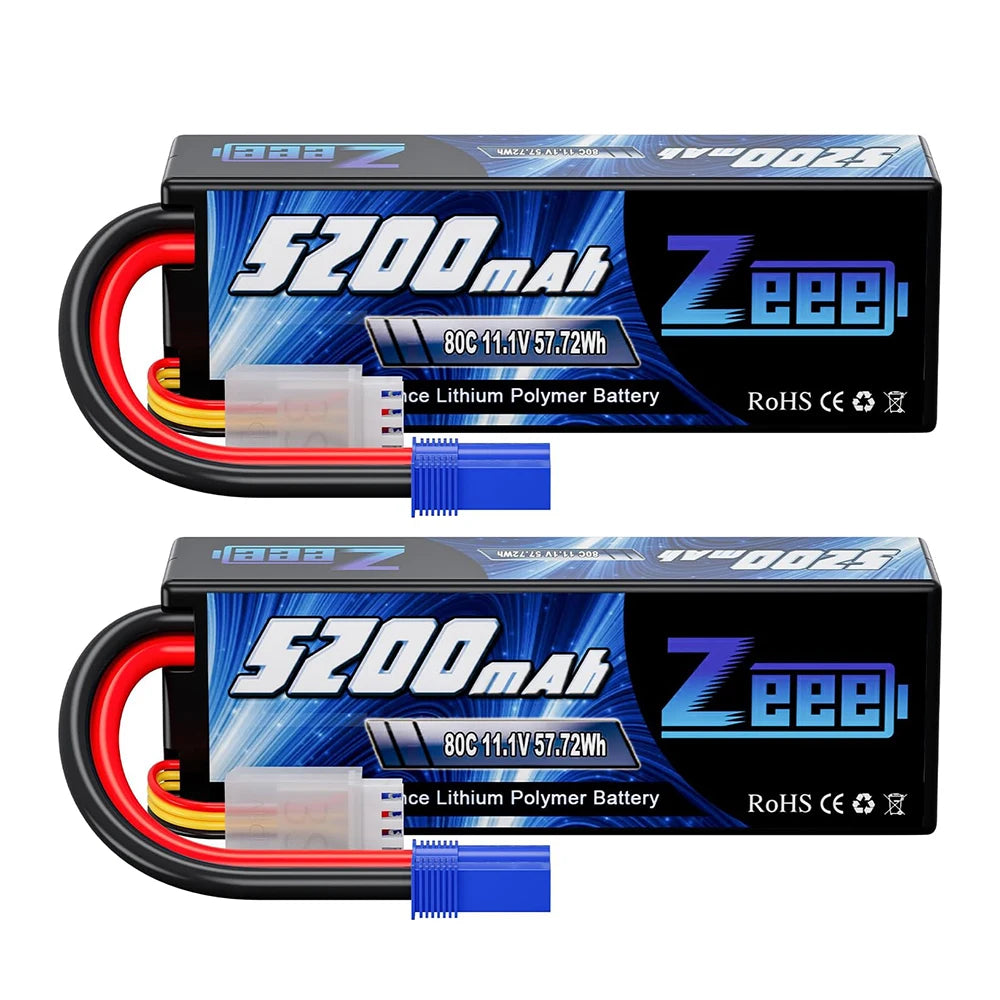 1/2pcs Zeee 3S 5200mAh Lipo Battery 11.1V 80C with T/XT60/EC3/5 Plug Hardcase for RC Car Buggy Truck FPV Drone RC Model Parts Techelectronicx