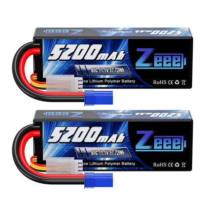 1/2pcs Zeee 3S 5200mAh Lipo Battery 11.1V 80C with T/XT60/EC3/5 Plug Hardcase for RC Car Buggy Truck FPV Drone RC Model Parts Techelectronicx