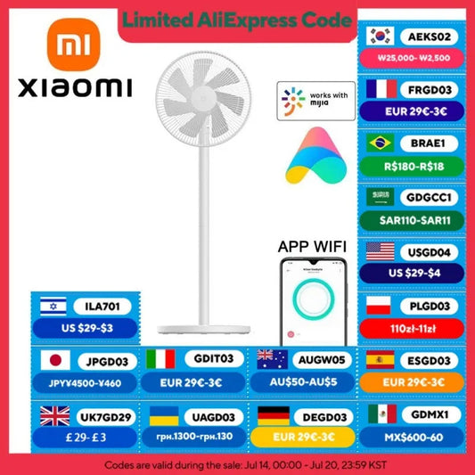 XIAOMI MIJIA Floor Fan,7 Blade,Adjustable wide-angle 90°,Home Fan For Living room,Support Connect MI HOME APP Wired Fan Techelectronicx