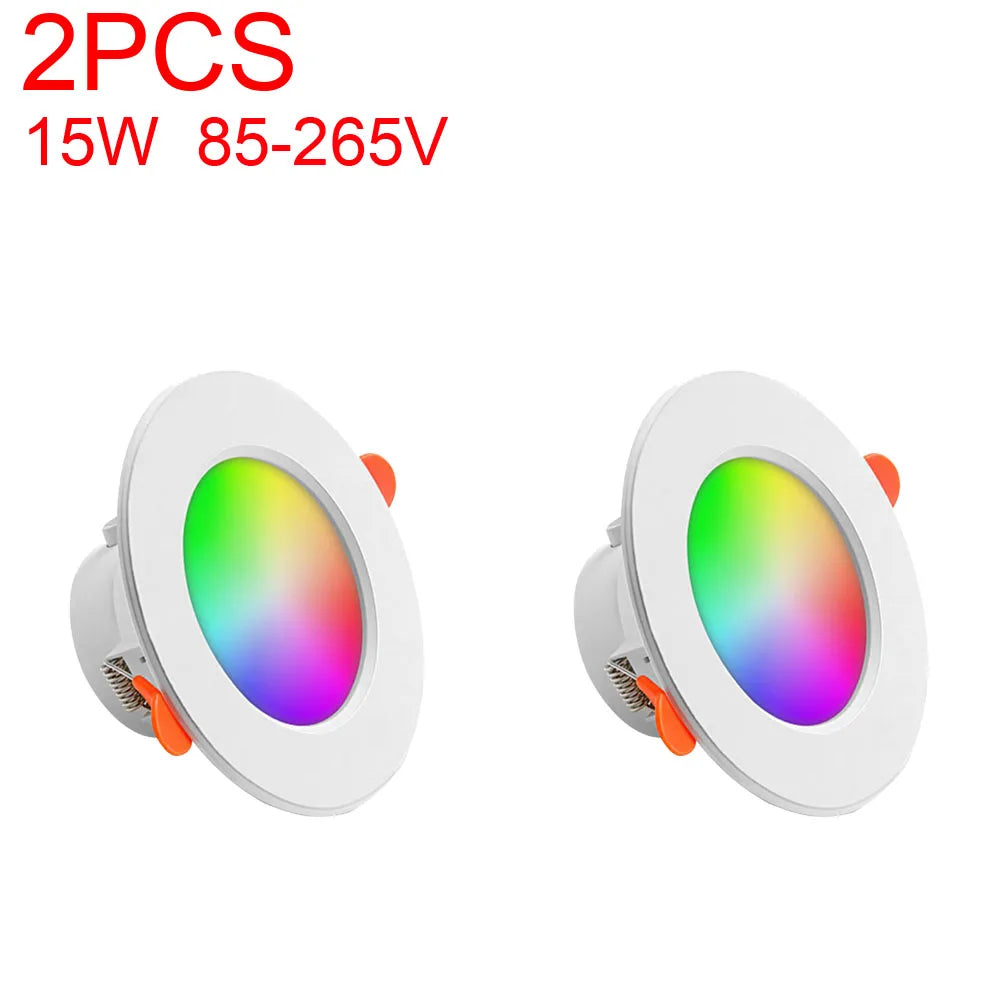 1-10PCS LED Downlight Bluetooth TUYA 110/220V Dimmable Spot Light Recessed Round Light Spot Bluetooth Lamp For Alexa Google Home Techelectronicx