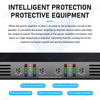 YUHSIU Professional AMP Digital 1U Class D Hifi High Power Amplifier 800W 2/4 Channels For KTV Disco Stage Karaoke Audio Speaker Techelectronicx