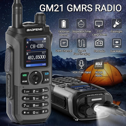 1/2PCS BAOFENG GM-21 PRO Walkie Talkie Wireless Copy Frequency Type-C NOAA Up UV-21 PRO V2 Ham Radio Two Way Radio For Hunting Techelectronicx
